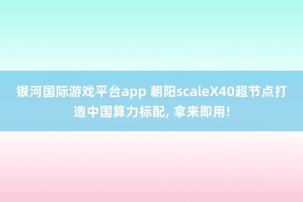 银河国际游戏平台app 朝阳scaleX40超节点打造中国算力标配, 拿来即用!