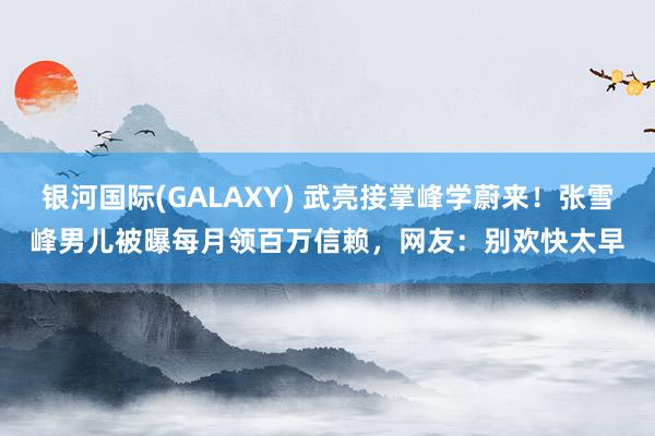 银河国际(GALAXY) 武亮接掌峰学蔚来！张雪峰男儿被曝每月领百万信赖，网友：别欢快太早