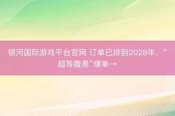 银河国际游戏平台官网 订单已排到2028年，“超等腹黑”爆单→