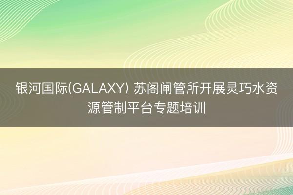 银河国际(GALAXY) 苏阁闸管所开展灵巧水资源管制平台专题培训