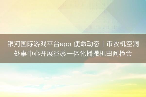 银河国际游戏平台app 使命动态丨市农机空洞处事中心开展谷黍一体化播撒机田间检会