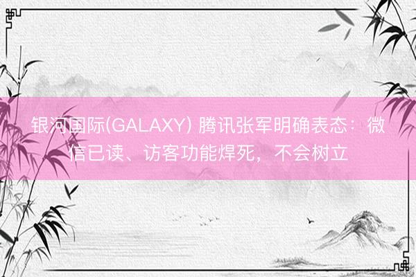 银河国际(GALAXY) 腾讯张军明确表态：微信已读、访客功能焊死，不会树立