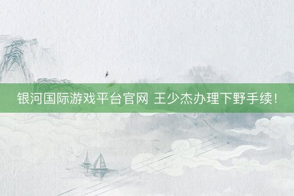 银河国际游戏平台官网 王少杰办理下野手续！