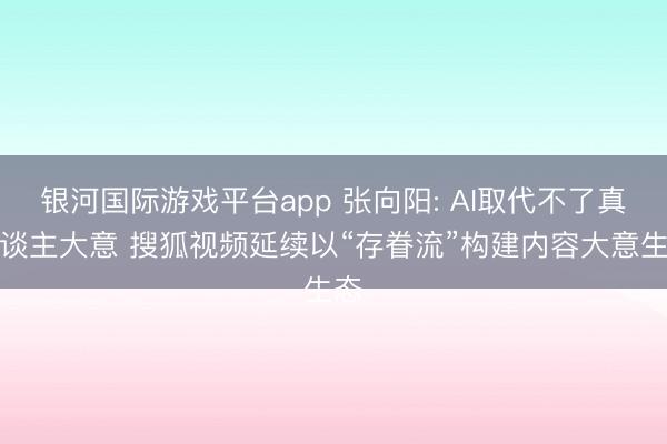 银河国际游戏平台app 张向阳: AI取代不了真东谈主大意 搜狐视频延续以“存眷流”构建内容大意生态