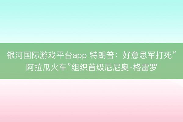 银河国际游戏平台app 特朗普：好意思军打死“阿