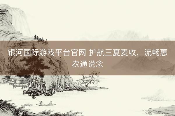银河国际游戏平台官网 护航三夏麦收，流畅惠农通说念