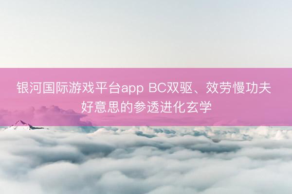 银河国际游戏平台app BC双驱、效劳慢功夫 好意思的参透进化玄学